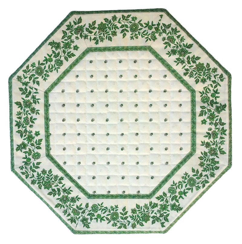 Placemats Octogonal Bordered (Calissons Fleurette.raw/green)